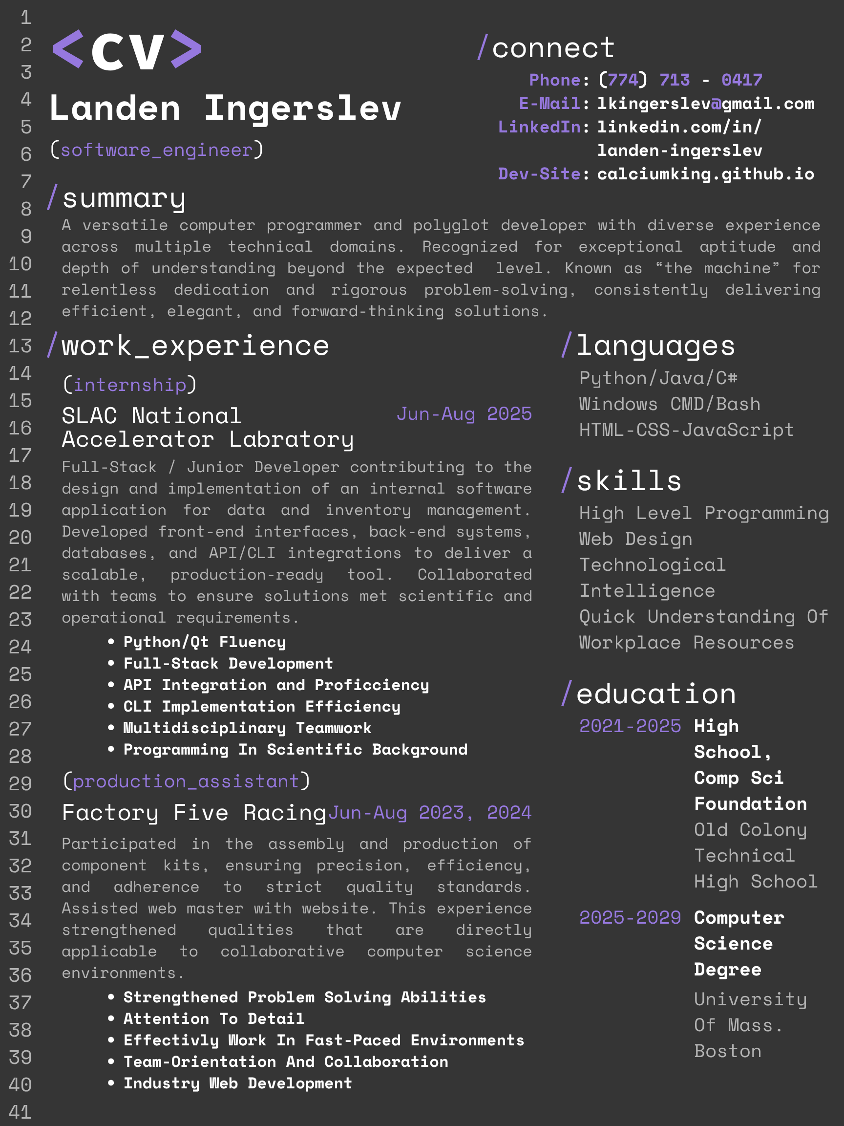 Landen Ingerslev Resume